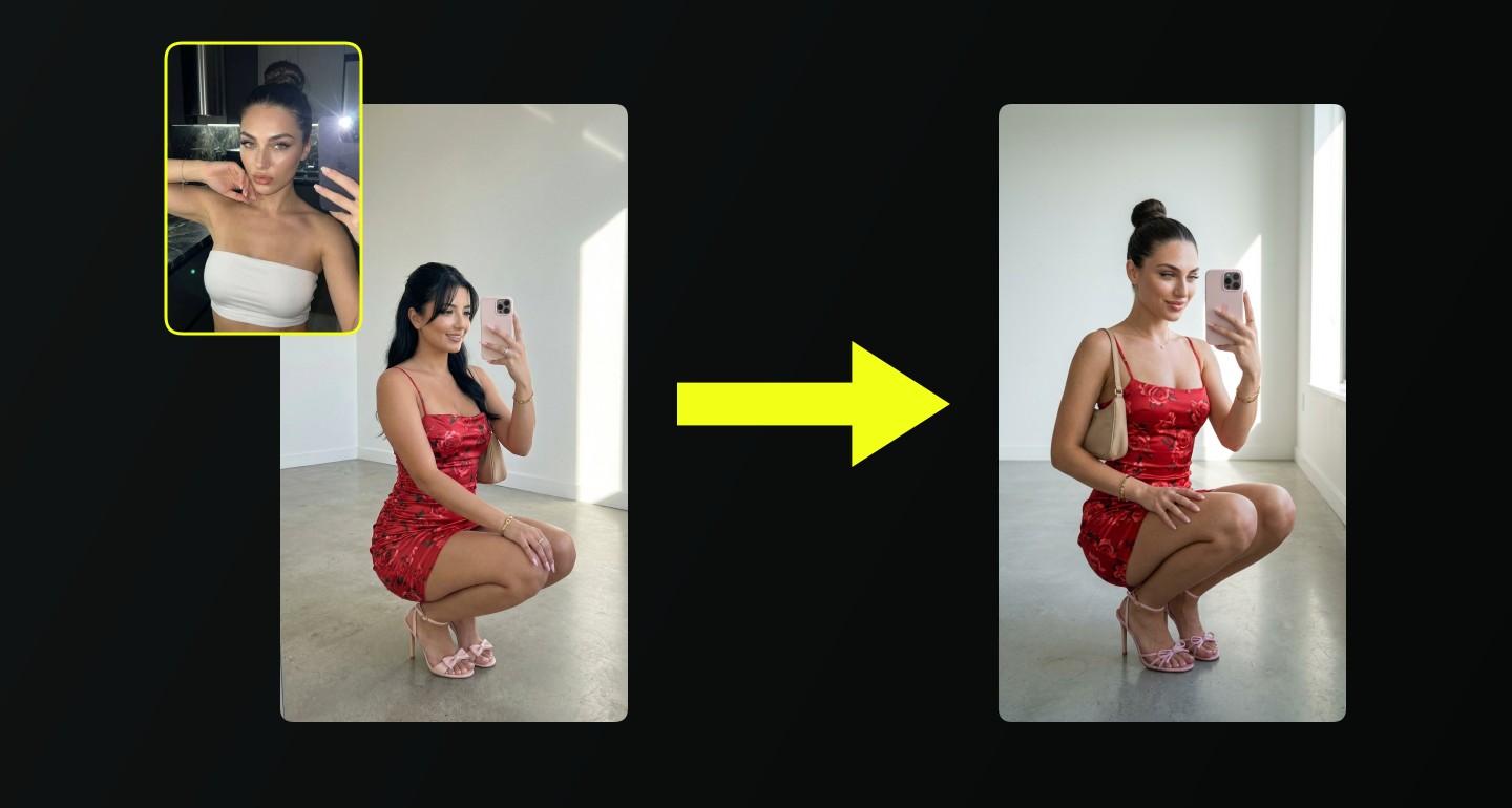 Lily remix walkthrough for Cute Red Dress Squatting Mirror Selfie